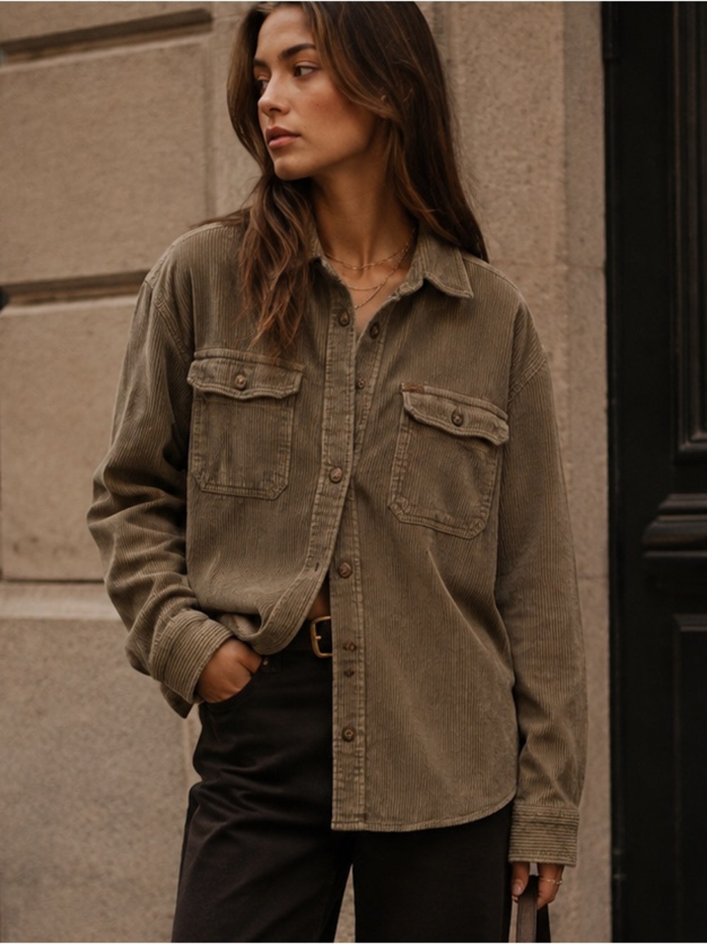 Buffalo | M | Olive Corduroy Shacket - Women's Casual Button-Up Jacket